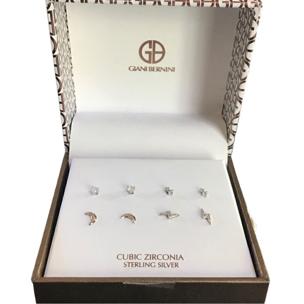 NIB Giani Bernini cubic zirconia sterling silver macro earring set of 4 …